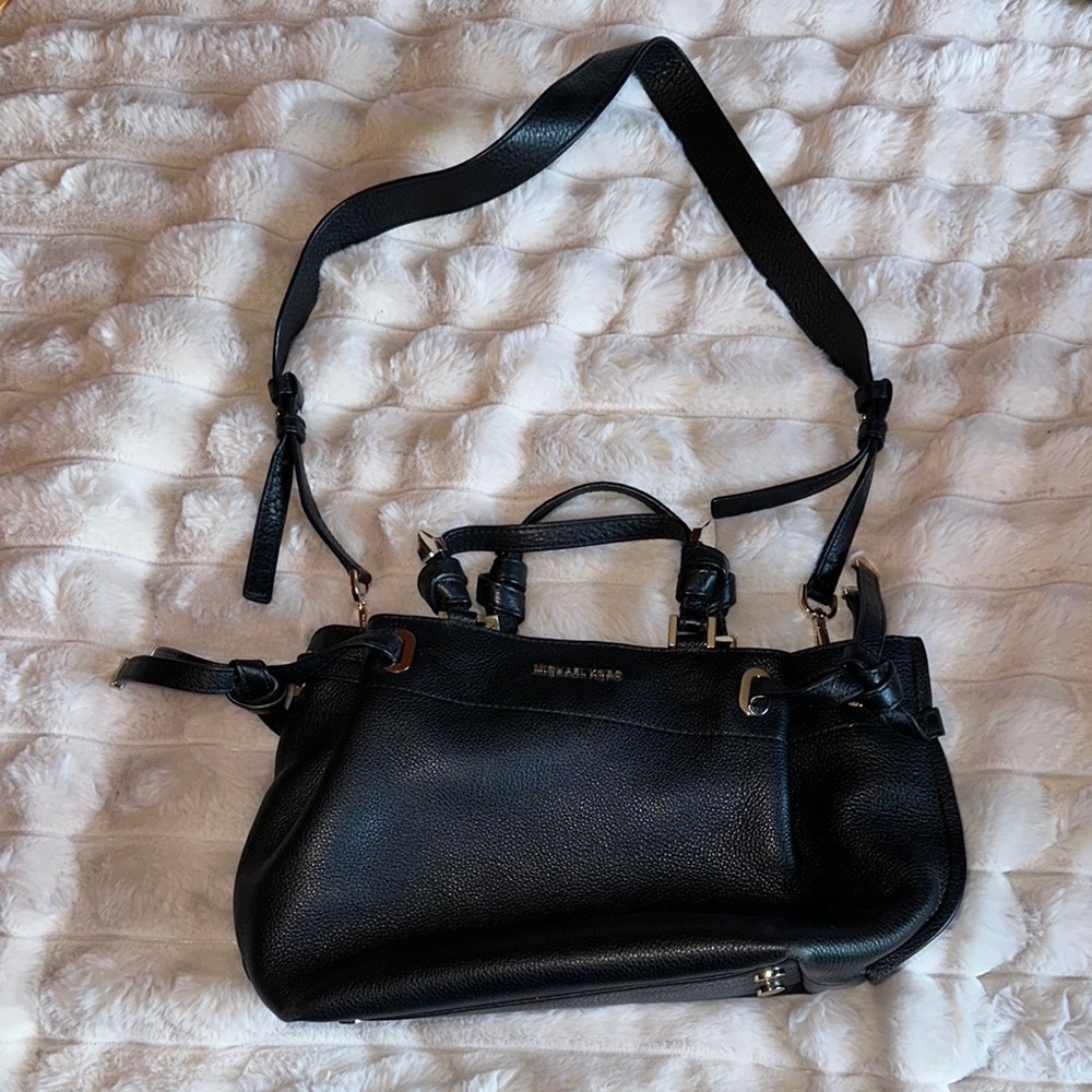 Michael Kors Black Shoulder Bag with Textured Leather
